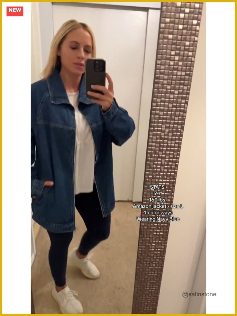 Oversized Boyfriend Denim Jacket Long Sleeve Zip Up Spring Fall Jean Jacket - Picture 6 of 6